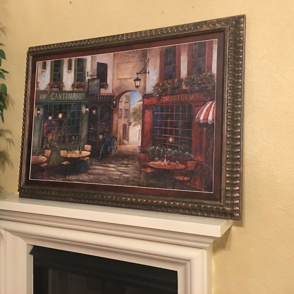 Framed Art: Courtyard Ambiance by Ruane Manning 36" x 24" x 4"